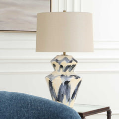 Oranda Blue/White Abstract Geometric Table Lamp - Ornate Home