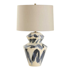 Oranda Blue/White Abstract Geometric Table Lamp - Ornate Home