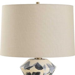 Oranda Blue/White Abstract Geometric Table Lamp - Ornate Home