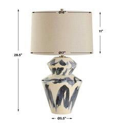 Oranda Blue/White Abstract Geometric Table Lamp - Ornate Home