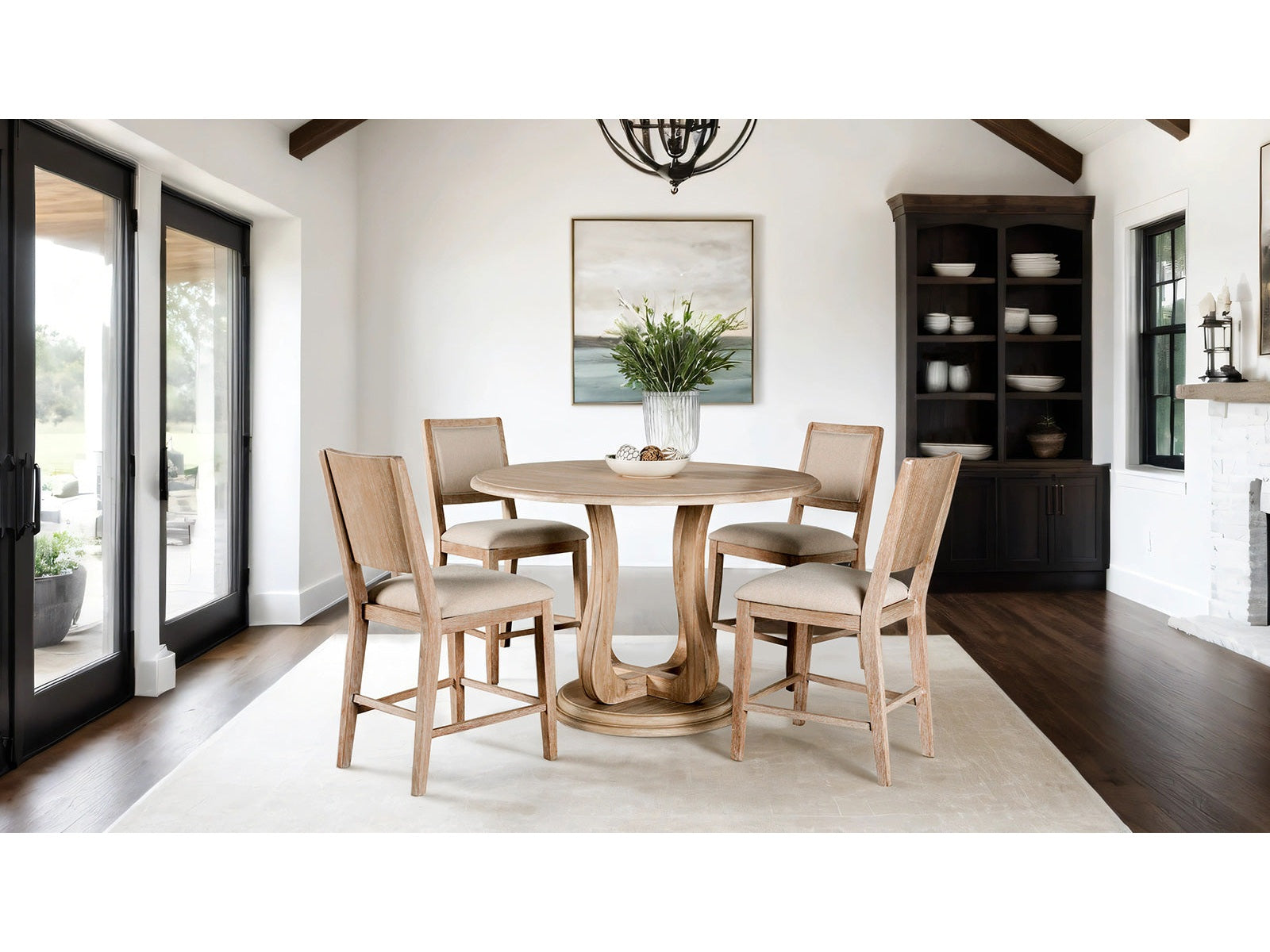 Orbetello Natural/Beige 5 Piece Counter Ht. Set - Ornate Home