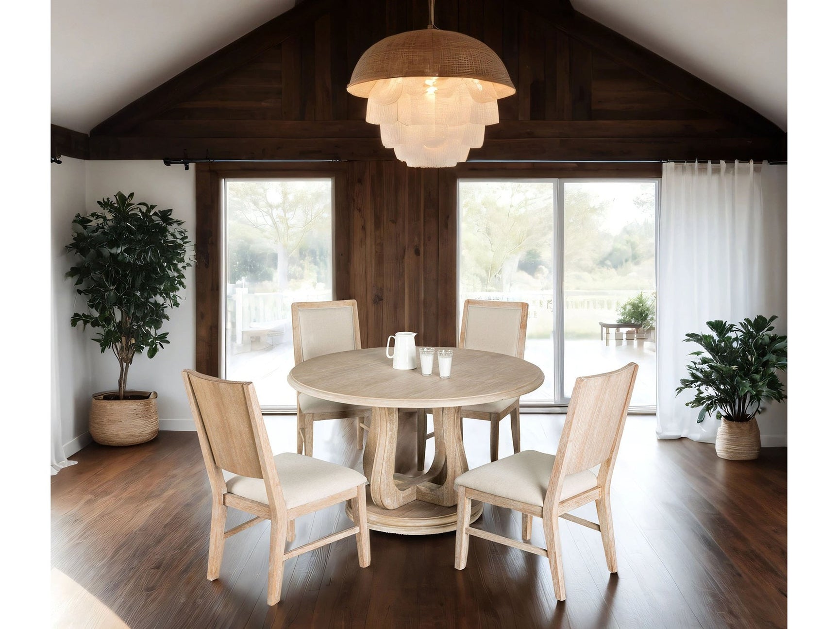 Orbetello Natural/Beige 5 Piece Dining Set - Ornate Home