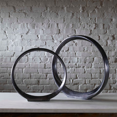Orbits Black Ring Sculptures (Set of 2) - Ornate Home