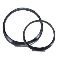 Orbits Black Ring Sculptures (Set of 2) - Ornate Home