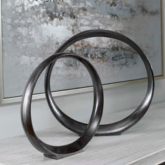 Orbits Black Ring Sculptures (Set of 2) - Ornate Home