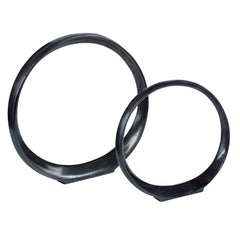 Orbits Black Ring Sculptures (Set of 2) - Ornate Home