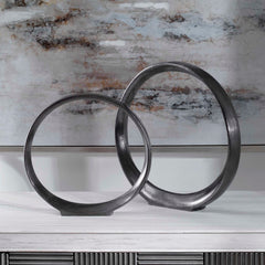Orbits Black Ring Sculptures (Set of 2) - Ornate Home