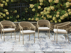 Orchard Beach Beige Arm Chair With Cushion (Set of 4) - Ornate Home