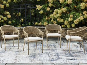 Orchard Beach Beige Arm Chair With Cushion (Set of 4) - Ornate Home
