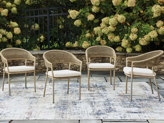 Orchard Beach Beige Arm Chair With Cushion (Set of 4) - Ornate Home