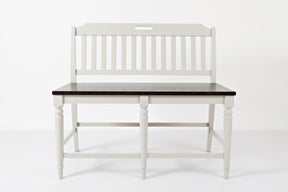 Orchard Park Dark Brown/Light Grey Slatback Counter Bench - Ornate Home
