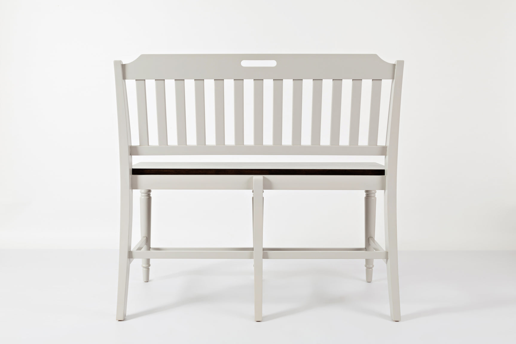 Orchard Park Dark Brown/Light Grey Slatback Counter Bench - Ornate Home