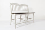 Orchard Park Dark Brown/Light Grey Slatback Counter Bench - Ornate Home