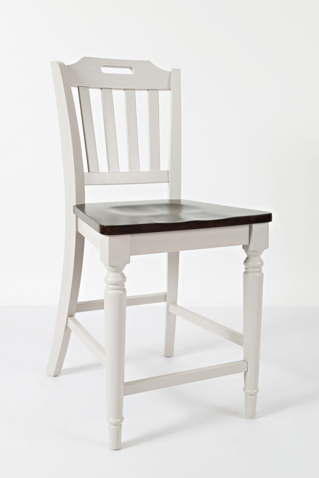 Orchard Park Dark Brown/Light Grey Slatback Stool (Set of 2) - Ornate Home