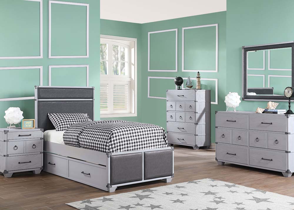 Orchest Gray PU & Gray Twin Bed - Ornate Home