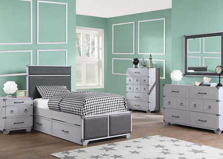 Orchest Gray PU & Gray Twin Bed - Ornate Home