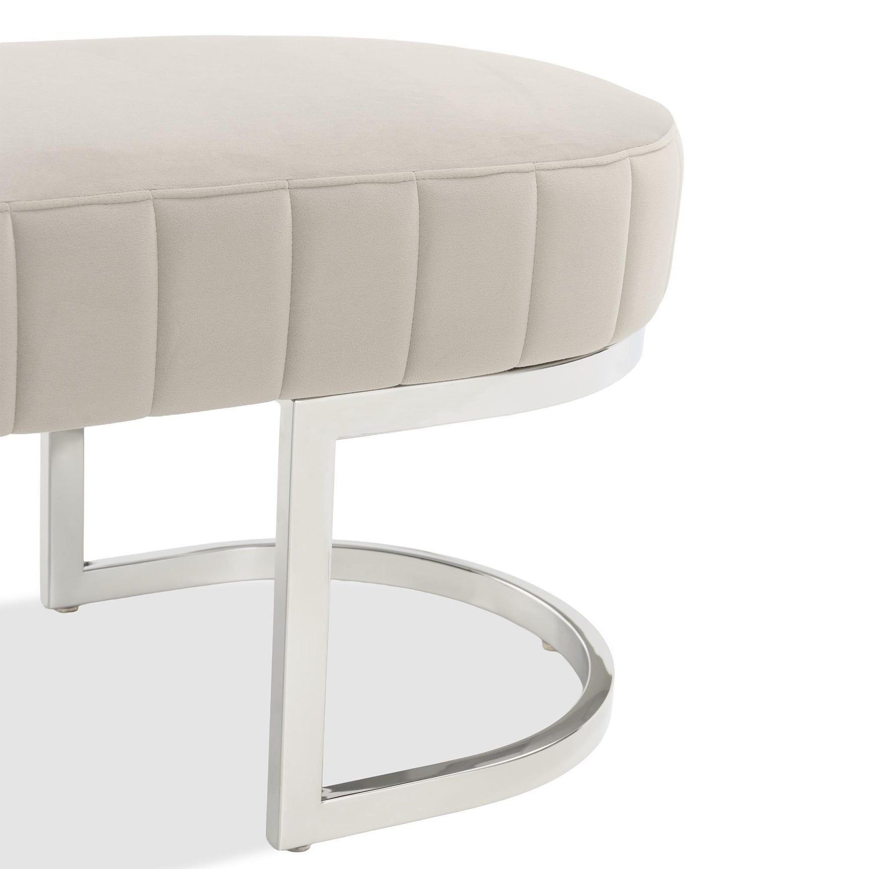 Orchid Chrome/Gray Velvet Accent Bench - Ornate Home