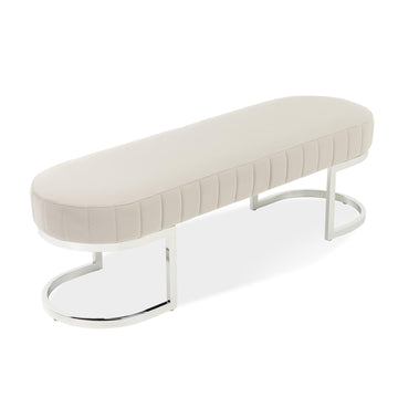 Orchid Chrome/Gray Velvet Accent Bench - Ornate Home