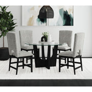 Oregon Black 5-Piece Counter Height Dining Set with Round Counter Table with Glass Top & Four Chairs - Ornate Home
