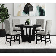 Oregon Black 5-Piece Counter Height Dining Set with Round Counter Table with Wood Top & Four Chairs - Ornate Home