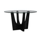 Oregon Black 5-Piece Standard Height Dining Set with Round Table with Glass Top & Four Chairs - Ornate Home
