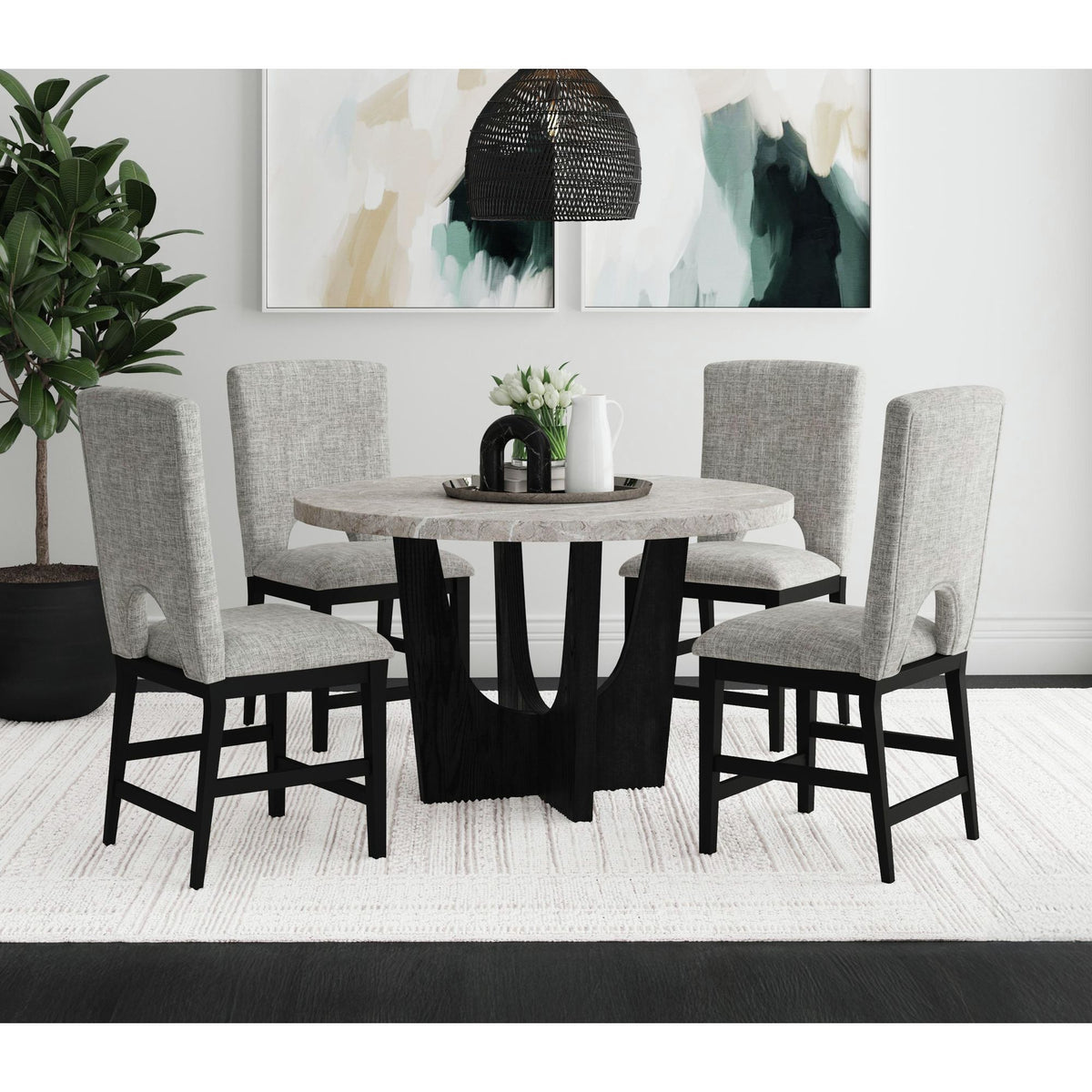 Oregon Black/Grey 5-Piece Counter Height Dining Set - Ornate Home