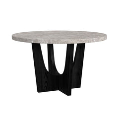 Oregon Black/Grey Round Counter Table with Faux Marble Top - Ornate Home