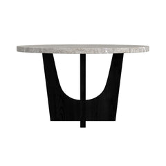 Oregon Black/Grey Round Dining Table with Faux Marble Top - Ornate Home