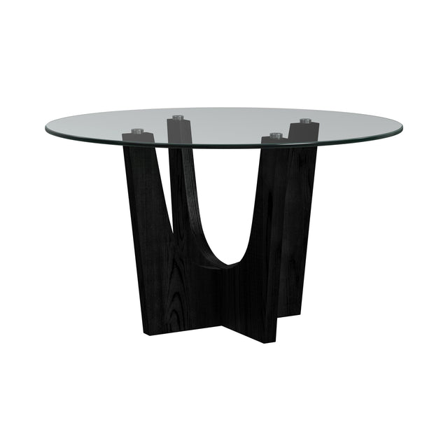 Oregon Black Round Counter Table with Glass Top - Ornate Home