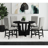 Oregon Black Round Counter Table with Wood Top - Ornate Home