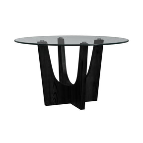 Oregon Black Round Dining Table with Glass Top - Ornate Home