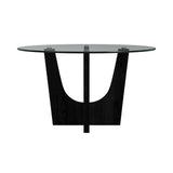 Oregon Black Round Dining Table with Glass Top - Ornate Home