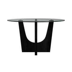 Oregon Black Round Dining Table with Glass Top - Ornate Home