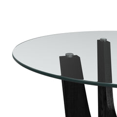 Oregon Black Round Dining Table with Glass Top - Ornate Home