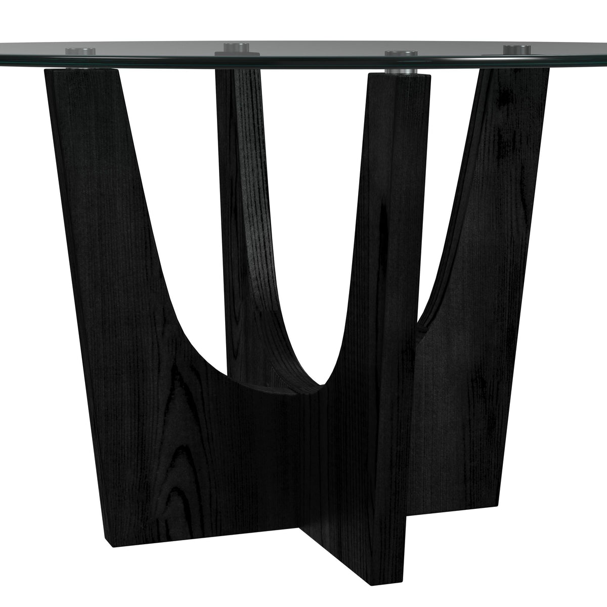 Oregon Black Round Dining Table with Glass Top - Ornate Home