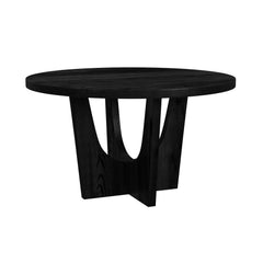 Oregon Black Round Dining Table with Wood Top - Ornate Home