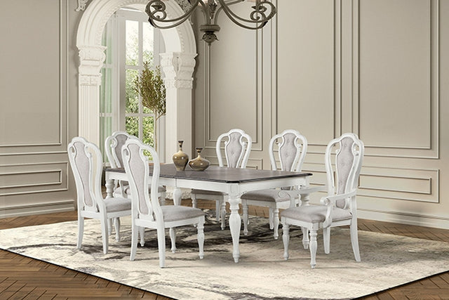 Orford Antique White/Dark Walnut 7 Pc. Dining Set - Ornate Home