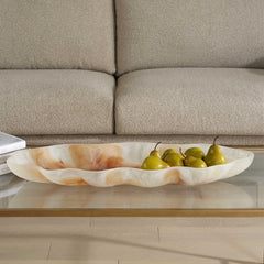Organic Elegance Brown/White Wavy Oval Bowl - Ornate Home