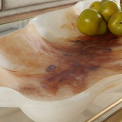 Organic Elegance Brown/White Wavy Oval Bowl - Ornate Home