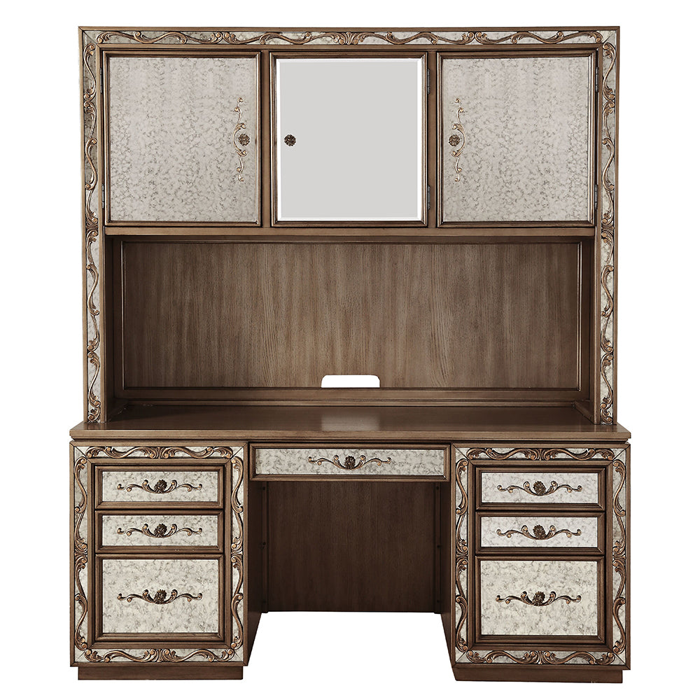 Orianne Antique Gold Computer Desk & Hutch - Ornate Home
