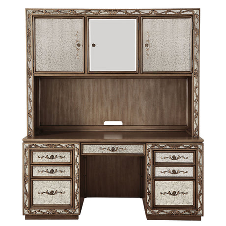 Orianne Antique Gold Computer Desk & Hutch - Ornate Home