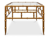 Oriental Revival Gold Faux Bamboo Metal Coffee Table - Ornate Home
