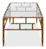 Oriental Revival Gold Faux Bamboo Metal Coffee Table - Ornate Home