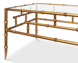 Oriental Revival Gold Faux Bamboo Metal Coffee Table - Ornate Home