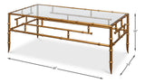 Oriental Revival Gold Faux Bamboo Metal Coffee Table - Ornate Home
