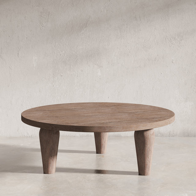 Origins Washed Sand Round Cocktail Table - Ornate Home
