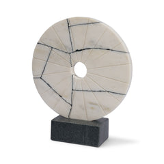 Orin White Marble Round Disc Decorative Object