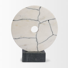 Orin White Marble Round Disc Decorative Object
