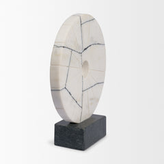 Orin White Marble Round Disc Decorative Object