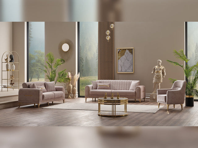Orion Cream 3-pieces (Sofa & Loveseat & Chair) Living Room Set - Ornate Home